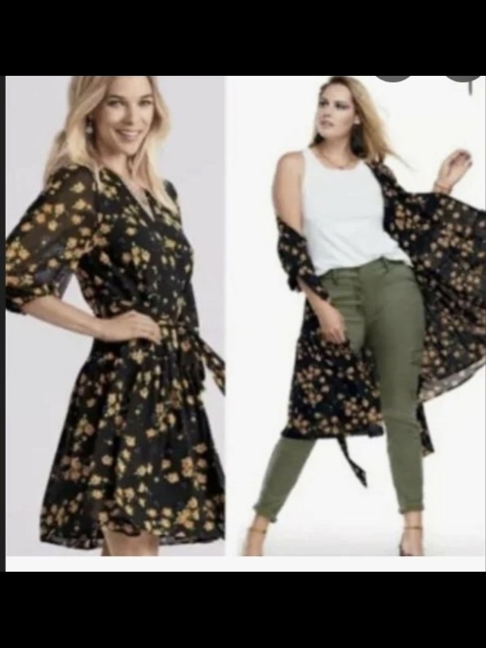 CAbi 5945 Fiesta Floral Waist Tie Debut Wrap Dress / Duster - Medium